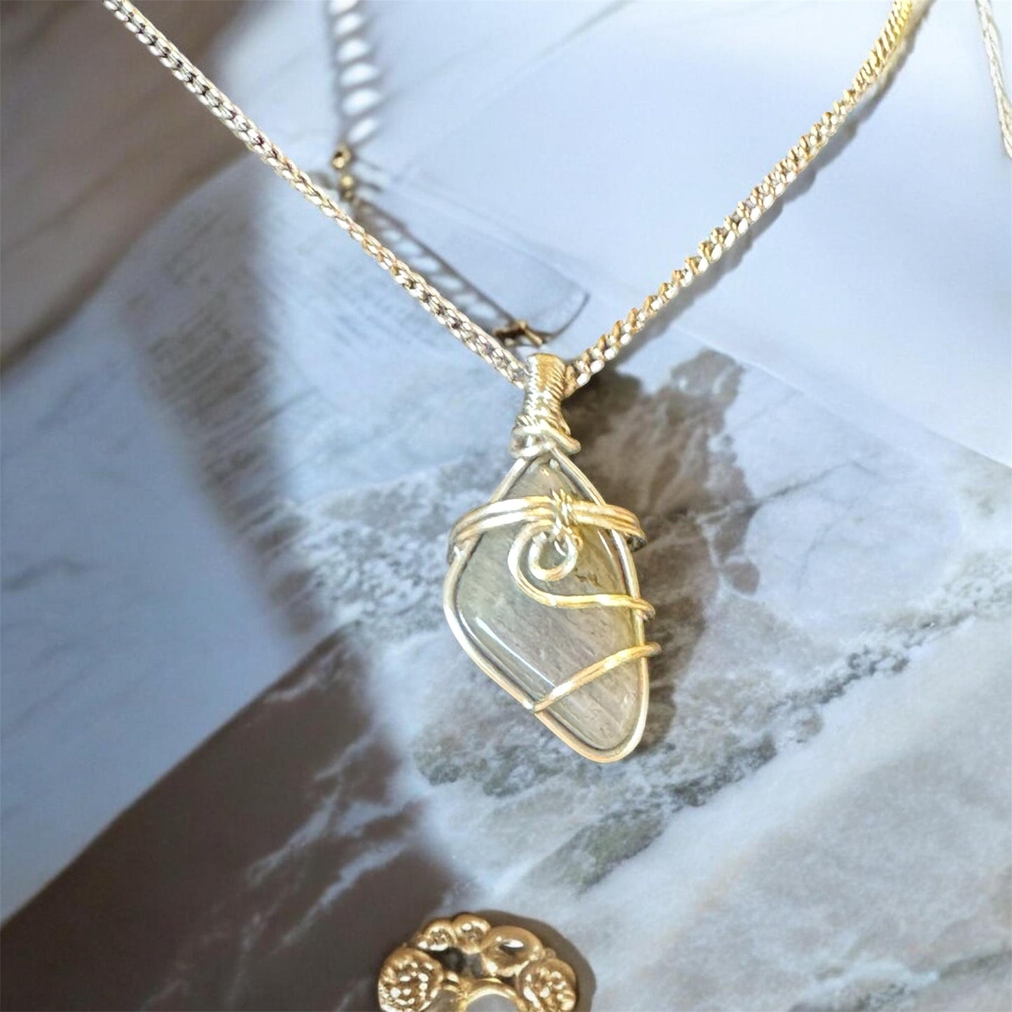 Handcrafted Labradorite wire wrapped necklace